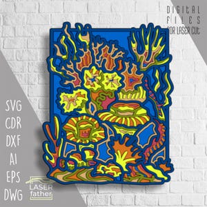 Multilayered Underwater SVG CDR AI Formats, Coral Vector, Laser Cut Files For Download, 3D Cricut Cutout, Paper Craft, Glowforge Design
