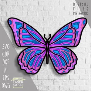 Multilayered Butterfly SVG CDR AI Formats, Glowforge Projects, Laser Cut Files For Download, Paper Cutting Template, 3D Xtool Crafts