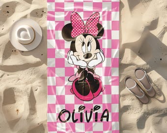 Toalla de mini ratón, toalla de viaje para niñas de Disney, toalla a juego con orejas de Minnie, toalla de Disney con atuendo de vacaciones mágicas de Disneyland