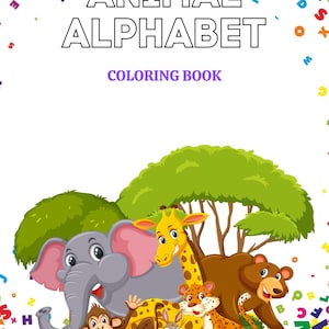 Libro da colorare per bambini PDF - Alfabeto con animali carini / Animal alphabet / Coloring book / Carte de colorat