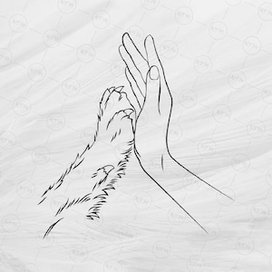 Dog Paw Hand SVG, Pet High Five SVG, Dog and Human Friendship SVG, Digital Download