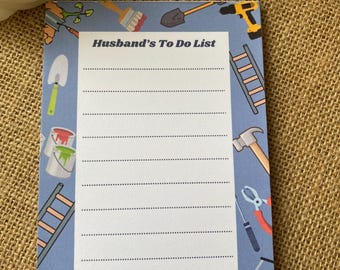 Husband to do list - love the wife Note Pad 50 pages easy tear stationery novelty fun cheeky gift blue tools