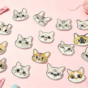 Süße Katze Stickerei Patch, Aufnäher für Kleidung, Cartoon Tier Stoff Abzeichen, DIY Nähen Patch für Jacke Tasche Dekoration