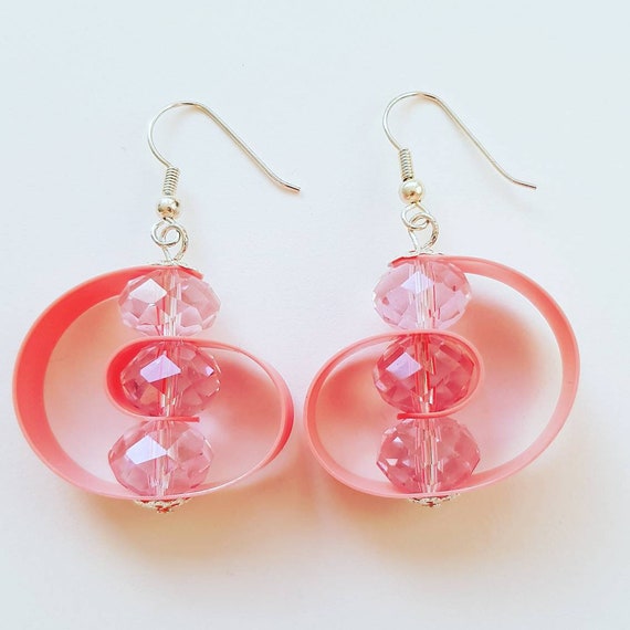 Pink cheap plastic earrings