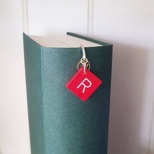 Red Scrabble tile initial letter personalized bookmark (wedding give away, birthday present)