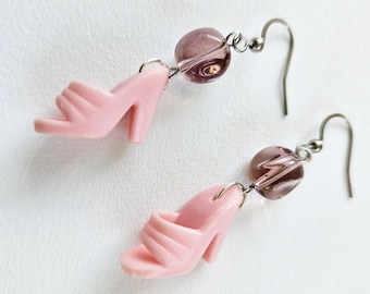 Pink barbie slippers / shoes earrings - fun gift for girls of all ages