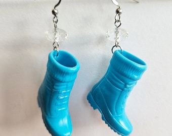 Blue snow boots barbie earrings