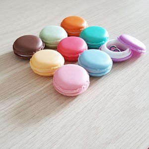 Macaron jewelry box, french cookie container, colorful pastel earring case, trinket box, pastel cute gift boxes image 2