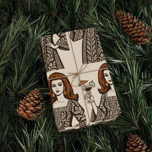 70s Vintage Portrait Wrapping Paper,caftans and cocktails wrap, caftails, retro Gift Wrap bild 11