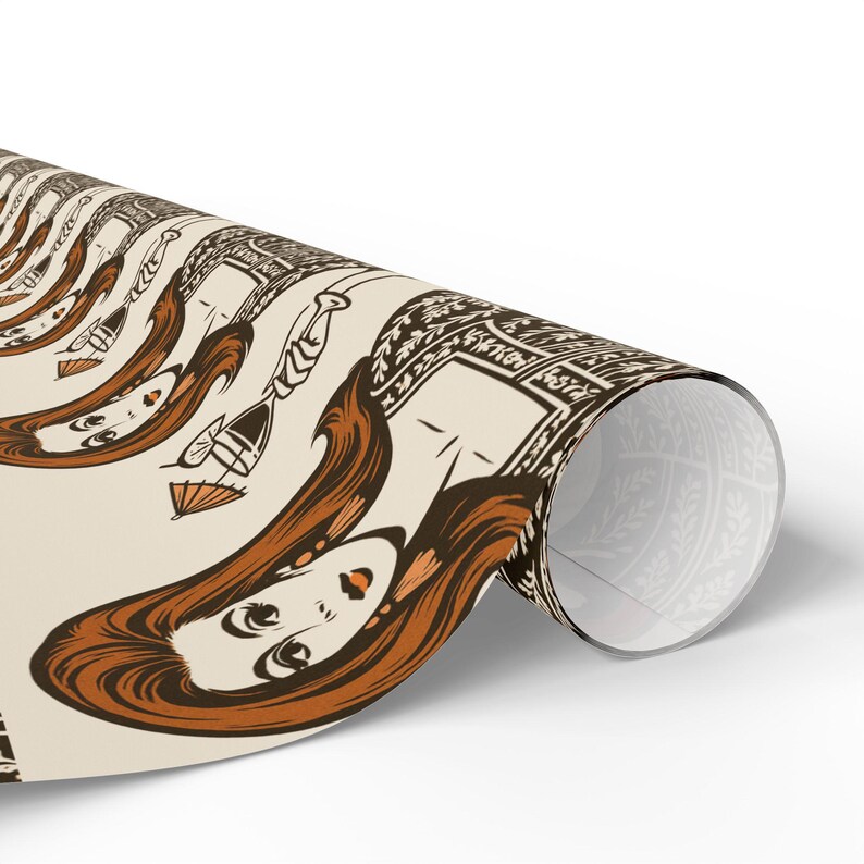 70s Vintage Portrait Wrapping Paper,caftans and cocktails wrap, caftails, retro Gift Wrap bild 8