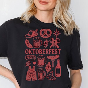 Funny Oktoberfest Doodle Shirt for Beer Lovers - Comfort Colors Tee for German Festival Party Prost Drinking Graphic T Shirt, Octoberfest