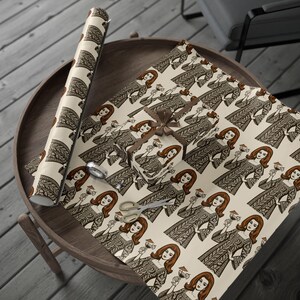 70s Vintage Portrait Wrapping Paper,caftans and cocktails wrap, caftails, retro Gift Wrap bild 4