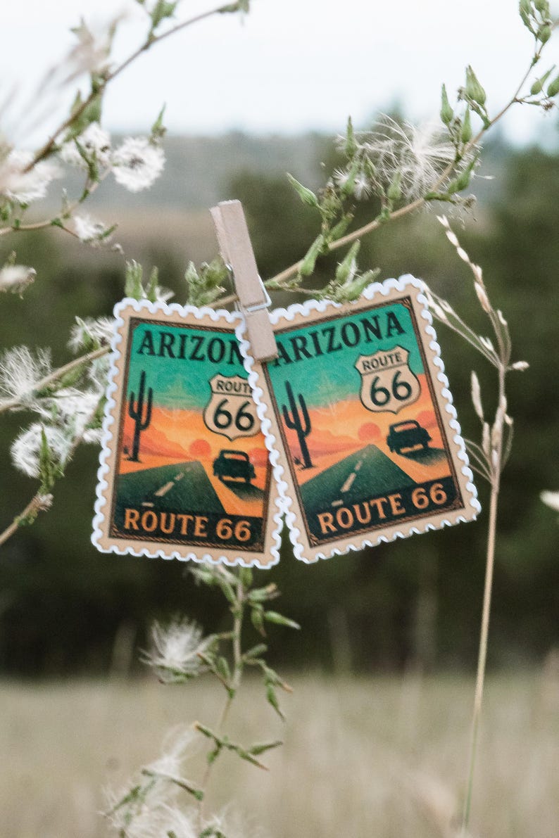 Route 66 Desert Highway Stamp Sticker – Retro American Road Trip ...