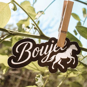 Sticker Boujee westernpaard – esthetische vinylsticker cowgirl