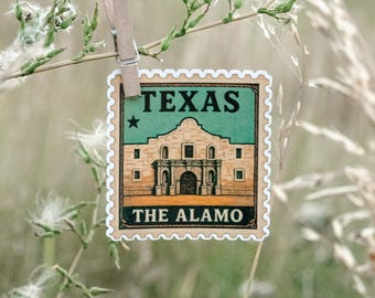 The Alamo Texas Stamp Sticker – Vintage Western Heritage Lithograph