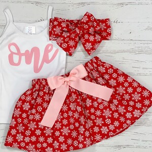 Oh What Fun to be One, Christmas 1st Birthday Girl, Snowflake Skirt Girl, Winter First Birthday, 1st Birthday Girl image 6