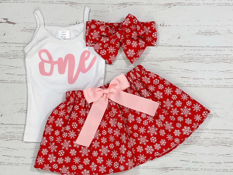 Oh What Fun to be One, Christmas 1st Birthday Girl, Snowflake Skirt Girl, Winter First Birthday, 1st Birthday Girl image 6