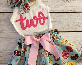 Donut Grow Up Outfit Baby Girls, Donut Skirt, 1st Birthday, Two Sweet, Sweet One, Donut Grow Up, Birthday Outfit, Donut 1st Birthday