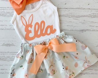 FYMNSI Newborn Baby Girl Easter Outfit Infant My First 1st Easter Costume Princess Tutu Romper Dress Bunny Egg Print Short Bodysuit with Headband Clothes Set Photo Props Party Gift for 0-18 Months
