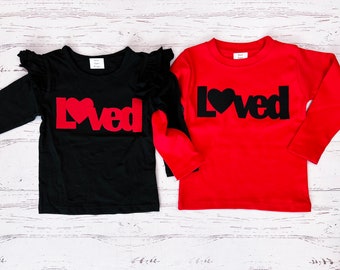 Matching Valentine Shirts Siblings, 0/3M - 12Y, Fabric Applique, Loved Kids Shirts, Matching Siblings, Valentine Outfit Boys