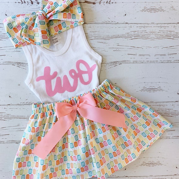 Popsicle Birthday Outfit, Two Cool Birthday, Pastel, Cool One Birthday Outfit, Ice Cream Birthday, Lime and Pink, Summer Birthday