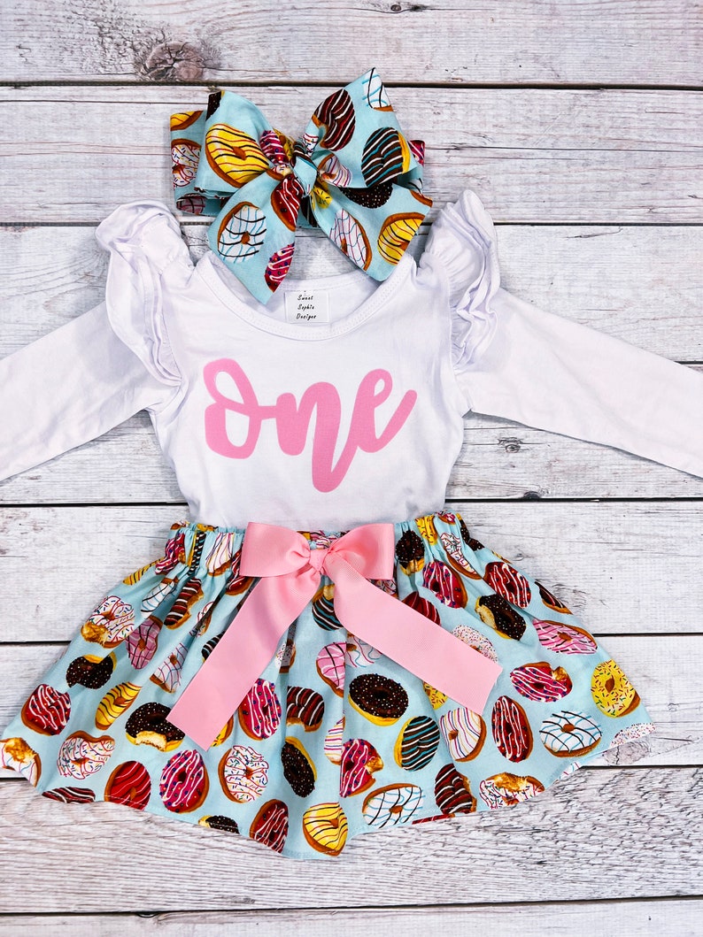 Donut Birthday Outfit Baby Girls Donut Skirt 1st Birthday Etsy