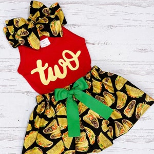 Taco Birthday Outfit, Taco Twosday, Mexican Fiesta Birthday, Taco Skirt, Avocado Birthday, Guacamole Birthday