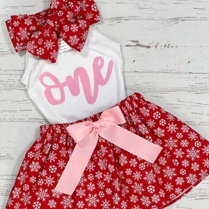 Oh What Fun to be One, Christmas 1st Birthday Girl, Snowflake Skirt Girl, Winter First Birthday, 1st Birthday Girl image 8