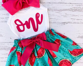 Fruit First Birthday Baby Girl Outfit, Watermelon Birthday, Watermelon Skirt, Fruity One Birthday, Two Fruity Birthday