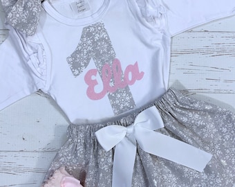 Winter ONEderland Birthday Shirt, Personalized Snowflake First Birthday Outfit, Pink and Silver, Snow Princess, Snowflake Birthday Dress