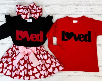 Matching Valentine Shirts Siblings, 0/3M - 12Y, Fabric Applique, Loved Kids Shirts, Matching Siblings, Valentine Outfit Boys