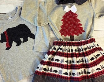 Matching Winter Shirts Siblings, NB-12Y,  Toddler Girls, Winter Outfit Baby Girls, Boys Christmas Shirt, Buffalo Plaid Shirt