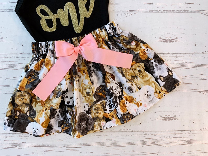 Girls Dog Birthday Outfit, Toddler Girl Dog Birthday Skirt, Glamour Dogs Skirt, Animal Skirt, Toddler Puppy Outfit, Puppy dogs image 6