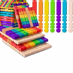 Colorful Wooden Craft Sticks, 200Pcs Popsicle Sticks for Crafts, Natural Jumbo Sawtooth Wooden Sticks for DIY Craft, Kids Education Supplies