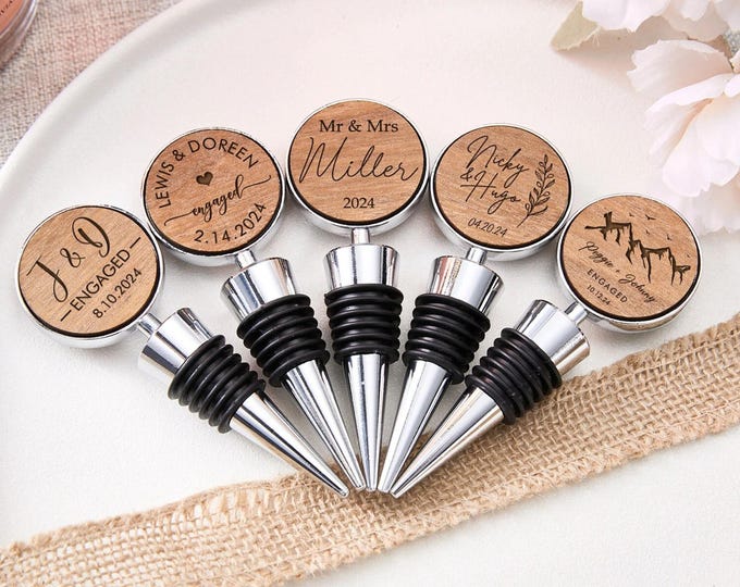 Personalized Bottle Stopper Custom Engagement Wine Stopper Engraved Wedding Bottle Stopper Groomsmen Gifts Wedding Gifts Engagement Gift