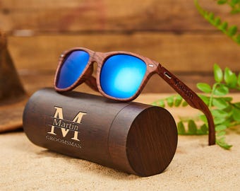 Gafas de sol personalizadas para padrinos de boda con estuche, gafas de sol grabadas para padrinos de boda, gafas de sol personalizadas, gafas de sol con monograma para hombre, regalos para padrinos de boda.