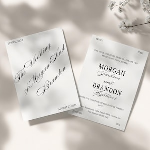 Classic Black & White Wedding Invitation Suite- Elegant Minimalist Editable Canva Template- Luxury Modern Old Money Wedding B010