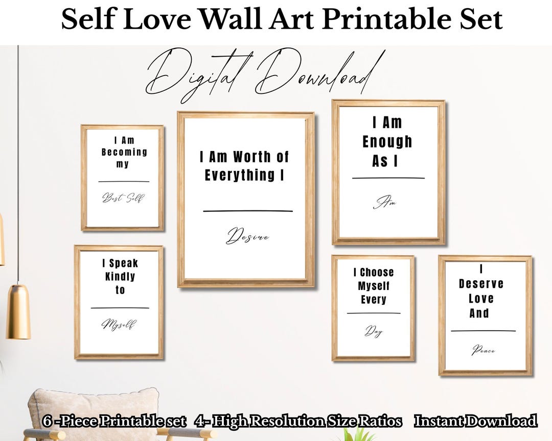 Self Love Wall Art Printable Set – Affirmation Quote Prints – Positive ...