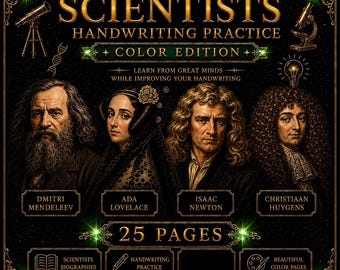 **Handschrift Übungsblätter - Inspirierende Wissenschaftler Zitate Farbe Edition | Schreibübungen PDF zum selbst ausdrucken