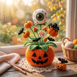 Crochet Halloween Ghost Pot, Halloween Crochet, Halloween Crochet Decor For Desk, Halloween Decor, Halloween Gift