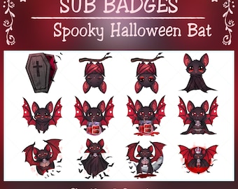 Devil Bat Stream Tier Sub Badges, Red Bat, Vampire, Moon, Coffin, Wings Twitch Overlay, Halloween Channel Point, Star, Discord, Youtuber