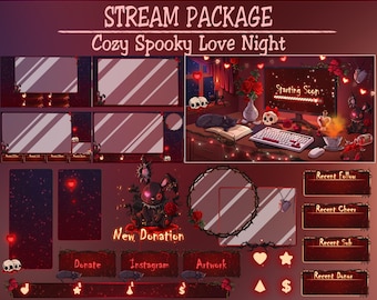 Spooky Dark Easter Gaming Room Stream Package: Cozy Midnight, Gothic Love, Blood Heart Valentine, Black Cat, Skull Rose Poison Voodoo Rabbit