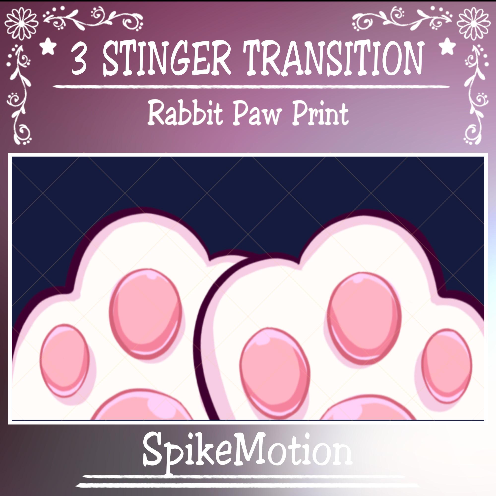 3 Rabbit Paw Print Animated Stream Stinger Transition: White Pink Bunny ...