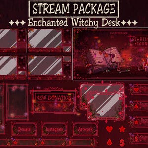 Animated Witchy Stream Package: Mystic Forest Desk Overlay (Twitch, OBS, Streamlabs)