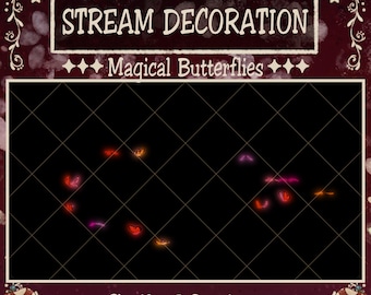 Animated Magical Glowing Butterflies Stream Decoration: Forest Night Vtuber Overlay, Bliss Butterfly Twitch Overlay, Fairy Forest Deco....
