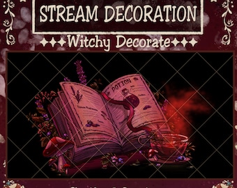 Décoration Twitch pour livre de sorts de sorcière sang rouge, grimoire, thé goth sorcier, alertes de flux de sorcellerie pourpre, atout Vtuber, obs, discorde
