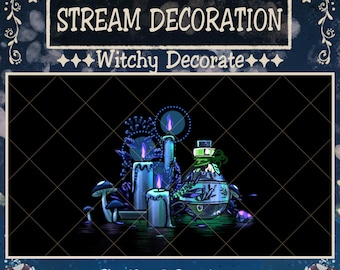 Animated Blue Witchy Light Candle Twitch Decoration, Mushroom, Potion, Celtic, Witchcraft Vintage Stream Alerts, Vtuber Asset, Obs, Discord