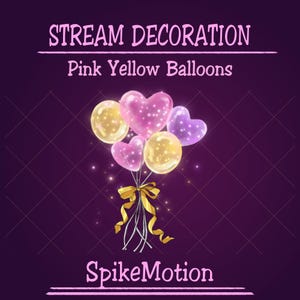 Rosa, gula hjärtformade ballonger Streamdekoration, påskdagsballonger Twitch Overlay, Vtuber-tillgång, webbkameradeko, Obs Overlay (digital nedladdning)