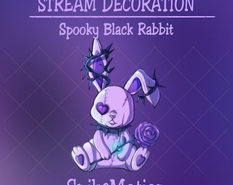 Spooky Voodoo Purple Rabbit Hug Rose Twitch Decoration, Easter Light Stream Alerts, Romantic Scary Love Night Vtuber Asset, Obs, Discord