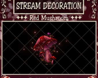 Animated Magical Glowing Blood Mushroom Twitch Decoration, Red Crimson Poison Mushroom Plant Light Stream Alerts, Vtuber Asset, Obs, Discord